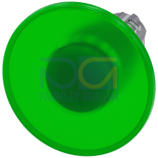 Illuminated mushroom pushbutton, 22 mm, round, metal, shiny, green, 60 mm, latching, Pull-to-unlatch mechanism