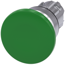 Mushroom pushbutton, 22 mm, round, metal, high gloss, green, 40 mm