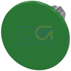Mushroom pushbutton, 22 mm, round, metal, shiny, green, 60 mm, momentary contact type