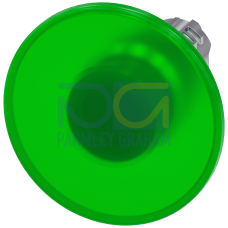 Illuminated mushroom pushbutton, 22 mm, round, metal, shiny, green, 60 mm, momentary contact type