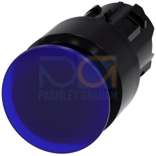 Illuminated mushroom pushbutton, 22 mm, round, plastic, blue, 30 mm, latching, Pull-to-unlatch mechanism