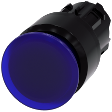 Illuminated mushroom pushbutton, 22 mm, round, plastic, blue, 30 mm, latching, Pull-to-unlatch mechanism