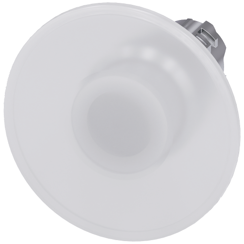 Illuminated mushroom pushbutton, 22 mm, round, metal, shiny, white, 60 mm, momentary contact type