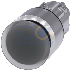 Illuminated mushroom pushbutton, 22 mm, round, metal, shiny, clear, 30 mm, latching, Pull-to-unlatch mechanism