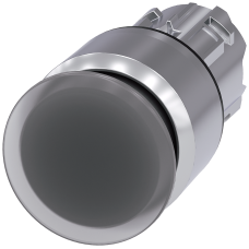 Illuminated mushroom pushbutton, 22 mm, round, metal, shiny, clear, 30 mm, latching, Pull-to-unlatch mechanism