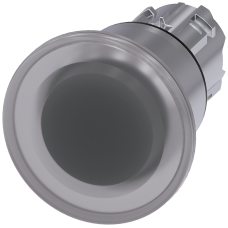 Illuminated mushroom pushbutton, 22 mm, round, metal, shiny, clear, 40 mm, latching, Pull-to-unlatch mechanism