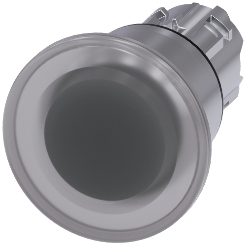 Illuminated mushroom pushbutton, 22 mm, round, metal, shiny, clear, 40 mm, latching, Pull-to-unlatch mechanism