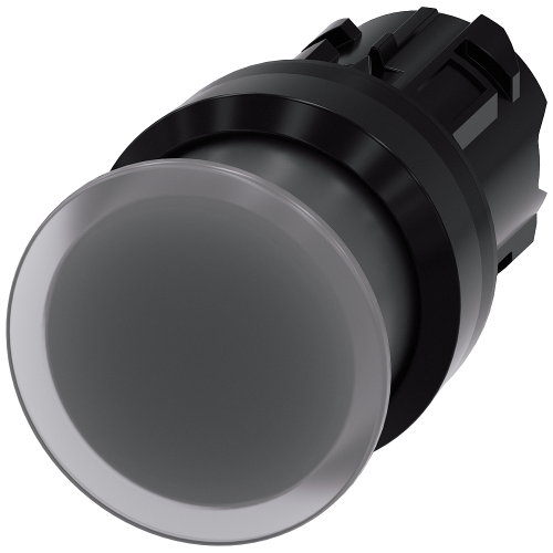 Illuminated mushroom pushbutton, 22 mm, round, plastic, clear, 30 mm, momentary contact type, with laser labeling, lower case