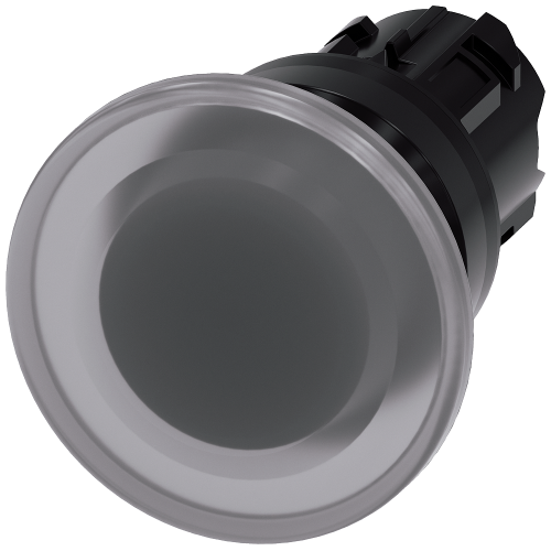 Illuminated mushroom pushbutton, 22 mm, round, plastic, clear, 40 mm, momentary contact type