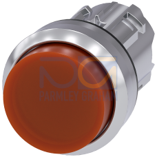 Illuminated pushbutton, 22 mm, round, metal, shiny, amber, pushbutton, raised, momentary contact typ