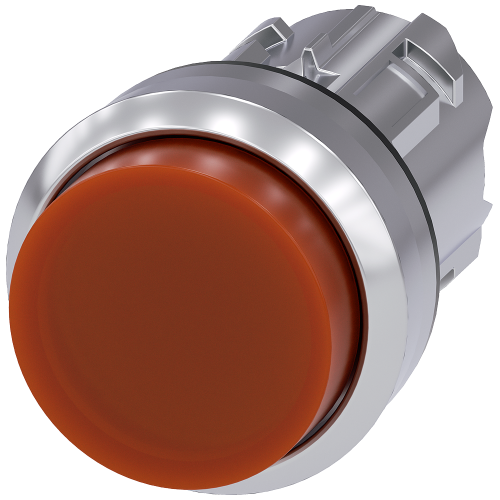 Illuminated pushbutton, 22 mm, round, metal, shiny, amber, pushbutton, raised, momentary contact typ
