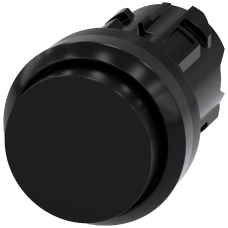 Pushbutton, 22 mm, round, plastic, black, pushbutton, raised, momentary contact type