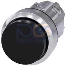 Pushbutton, 22 mm, round, metal, shiny, black, pushbutton, raised momentary contact type, with laser labeling, inscription or symbol Customer-speci...