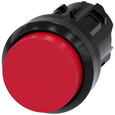 Pushbutton, 22 mm, round, plastic, red, pushbutton, raised, momentary contact type