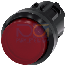 Illuminated pushbutton, 22 mm, round, plastic, red, pushbutton, raised momentary contact type, with laser labeling, lower case