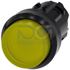 Illuminated pushbutton, 22 mm, round, plastic, yellow, pushbutton, raised momentary contact type, with laser labeling, upper case