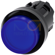 Illuminated pushbutton, 22 mm, round, plastic, blue, pushbutton, raised momentary contact type, with laser labeling, upper case and lower case, Alw...