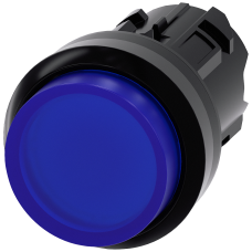 Illuminated pushbutton, 22 mm, round, plastic, blue, pushbutton, raised momentary contact type