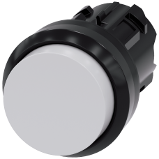 Pushbutton, 22 mm, round, plastic, white, pushbutton, raised, momentary contact type