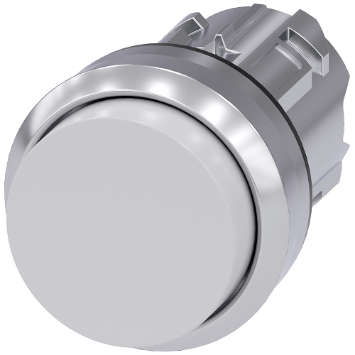 Pushbutton, 22 mm, round, metal, shiny, white, pushbutton, raised momentary contact type, with laser labeling, inscription or symbol Customer-speci...