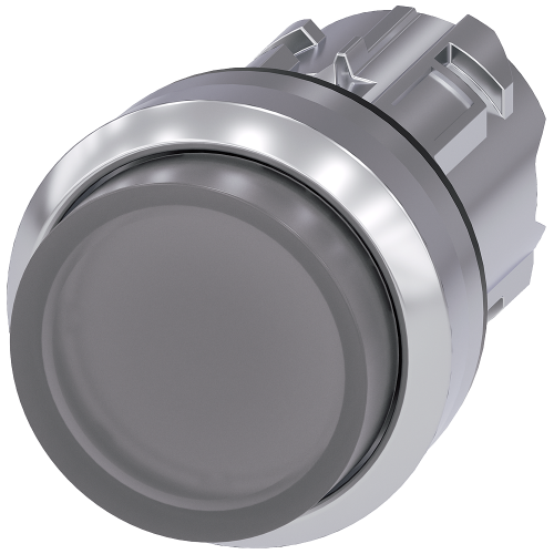 Illuminated pushbutton, 22 mm, round, metal, shiny, clear, pushbutton, raised, momentary contact typ