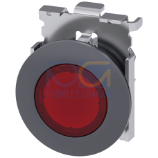 Illuminated pushbutton, 30 mm, round, Metal, matte, red, front ring for flush installation, latching, Push-to-release mechanism, with laser labelin...