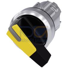 Selector switch, illuminable, 22 mm, round, metal, shiny, yellow, selector switch, long, 2 switch po