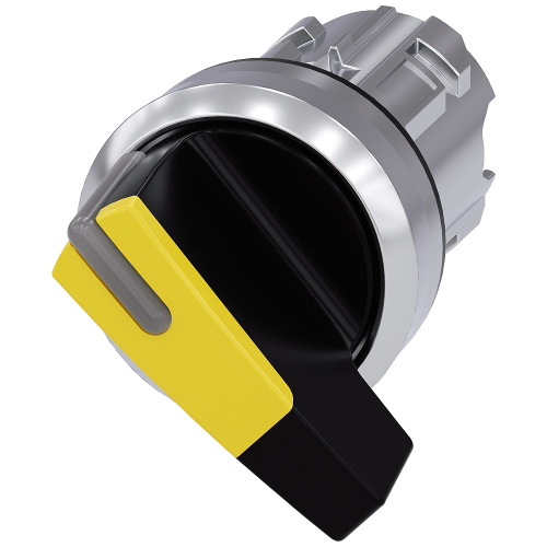 Selector switch, illuminable, 22 mm, round, metal, shiny, yellow, selector switch, long, 2 switch po