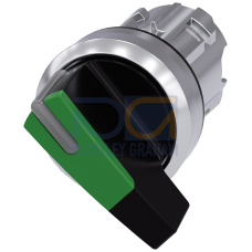 Selector switch, illuminable, 22 mm, round, metal, shiny, green, selector switch, long, 2 switch pos