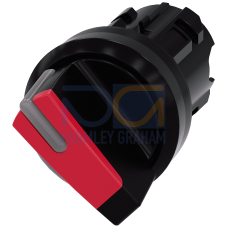 Selector switch, illuminable, 22 mm, round, plastic, red, selector switch, short, 2 switch positions O<I, momentary contact type, Actuating ang...