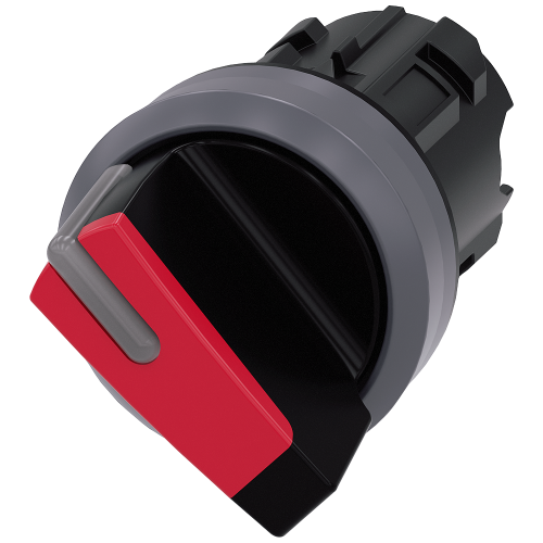 Selector switch, illuminable, 22 mm, round, plastic with metal front ring, red, selector switch, sho