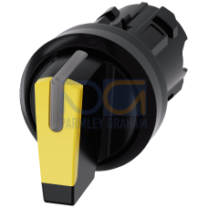 Selector switch, illuminable, 22 mm, round, plastic, yellow, selector switch, short, 3 switch positions I-O-II, latching, actuating angle 2x45&deg;, 10...