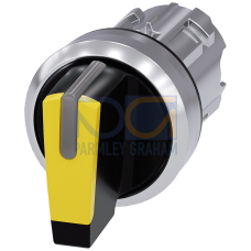 Selector switch, illuminable, 22 mm, round, metal, shiny, yellow, selector switch, short, 3 switch p