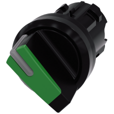 Selector switch, illuminable, 22 mm, round, plastic, green, selector switch, short, 2 switch positio