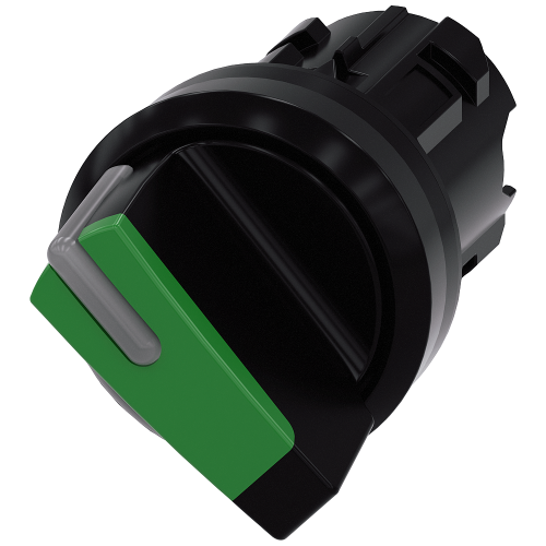 Selector switch, illuminable, 22 mm, round, plastic, green, selector switch, short, 2 switch positio