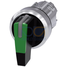 Toggle switch, illuminable, 22 mm, round, metal, high gloss, green