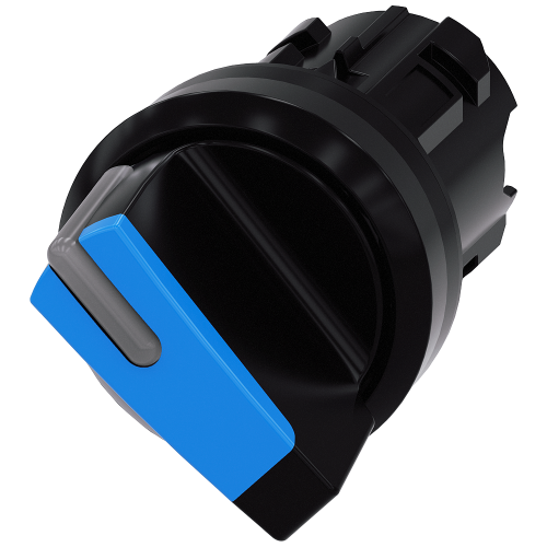 Selector switch, illuminable, 22 mm, round, plastic, blue, selector switch, short, 2 switch position