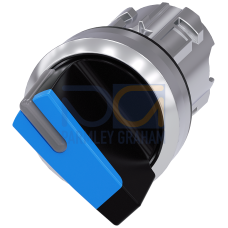Toggle switch, illuminable, 22 mm, round, metal, high gloss, blue