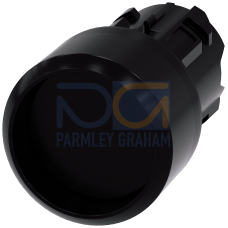 Pushbutton, 22 mm, round, plastic, black, Front ring, raised momentary contact type, with laser labeling, symbol number according to, ISO 7000 or I...