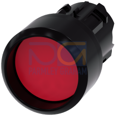 Pushbutton, 22 mm, round, plastic, red, Front ring, raised momentary contact type
