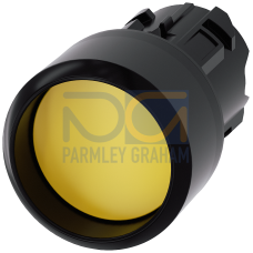 Pushbutton, 22 mm, round, plastic, yellow, Front ring, raised momentary contact type, Z=100-unit packaging