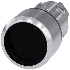 Pushbutton, 22 mm, round, metal, shiny, black, Front ring, raised momentary contact type