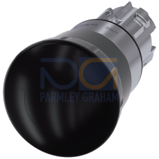 Mushroom pushbutton, 22 mm, round, metal, shiny, black, 40 mm, positive latching, acc. to EN ISO 138