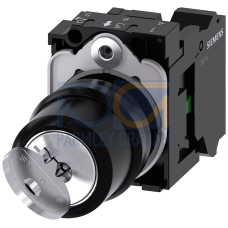 RONIS key-operated switch, 22 mm, round, plastic, lock number SB30, with 2 keys, 2 switch positions