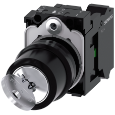 RONIS key-operated switch, 22 mm, round, plastic, lock number SB30, with 2 keys, 2 switch positions