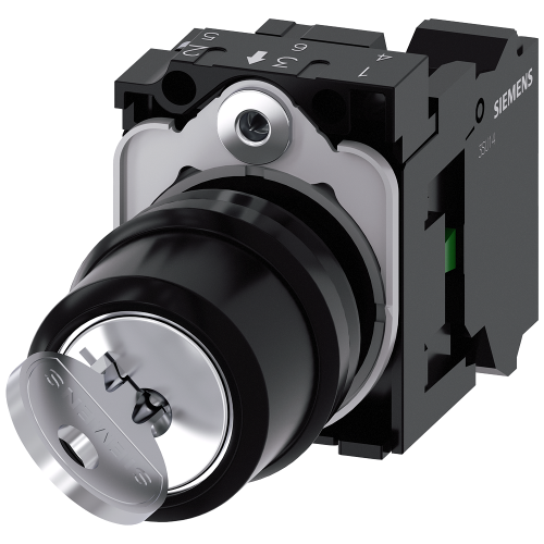 RONIS key-operated switch, 22 mm, round, plastic, lock number SB30, with 2 keys, 2 switch positions