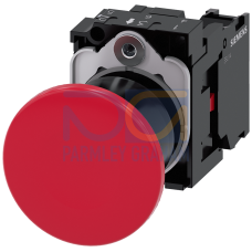 Mushroom pushbutton, 22 mm, round, plastic, red, 40 mm, latching, pull-to-unlatch mechanism, with ho