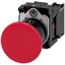Mushroom pushbutton, 22 mm, round, plastic, red, 40 mm, latching, pull-to-unlatch mechanism, with ho