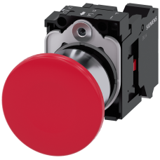 Mushroom pushbutton, 22 mm, round, metal, shiny, red, 40 mm, latching, pull-to-unlatch mechanism, wi