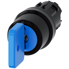 Key-operated switch O.M.R, 22 mm, round, plastic, blue, key removal O